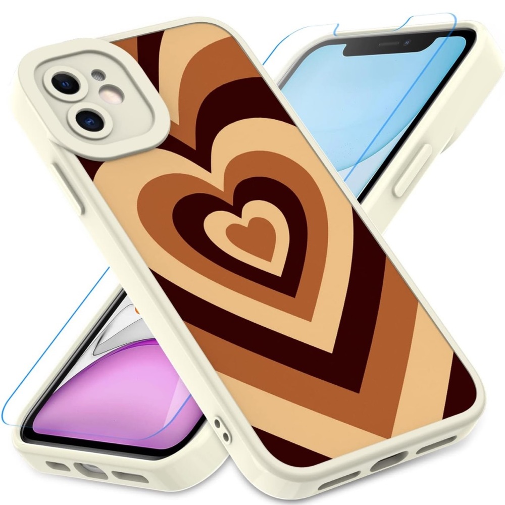 ✨NEW: iPhone 11 Phone Case | Brown iPhone Cover | Hearts iPhone Cover